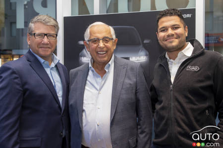 Don Romano (Hyundai Canada), Gabriel Azzouz (Gabriel Group) and Bassem Rahimi (Toro)